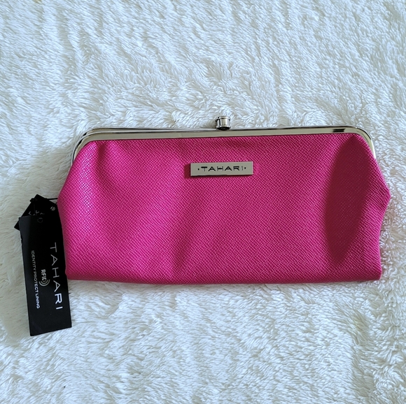 Tahari Hot🔥 Pink💕 Double✌️ Frame Clutch - NWT - Picture 2 of 14